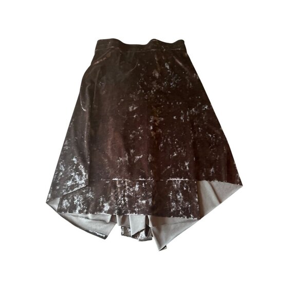 Black Velvet Asymmetrical High-Low Skirt With Draped Overlay Women’s M - Picture 3 of 3
